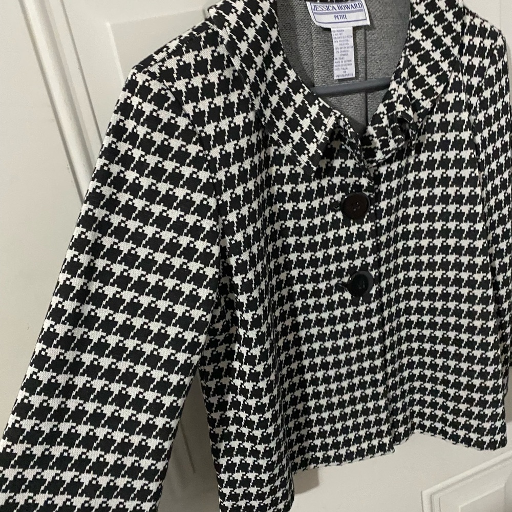 Jessica Howard Black and White Houndstooth Jacket blazer - Picture 3 of 7